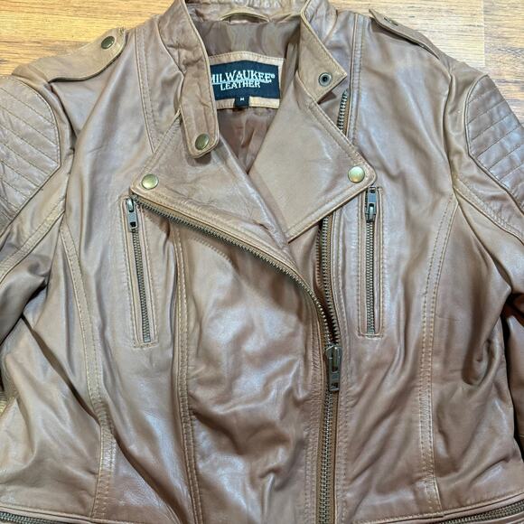 Milwaukee Leather Tan Biker Jacket - Women's Medium - Picture 2 of 6